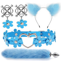 Ensemble de jouets érotiques pour adultes : Plug anal queue de renard, bandeau oreilles de chat, pinces à tétons, collier de cou – BDSM, Cosplay érotique pour couples, jouets sexuels pour femmes