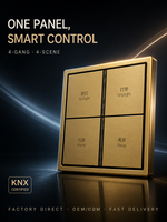 Interrupteur intelligent KNX en acier inoxydable, 4 gangs, 4 commandes, panneau tactile, gradation de scène, rideau, type hôtel/appartement, 80 21-30V DC