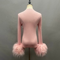 Jancoco hiver couleur personnalisée O cou pull tricoté chandails en laine véritable femmes avec de vrais poignets en fourrure de Mongolie