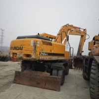 Excavatrice sur pneus Hyundai R210W-7, haute efficacité, forte puissance, équipement de construction d'occasion avec moteur à engrenages et pompe, 21 tonnes