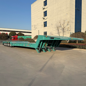 Semirremolque de plataforma baja de 19.8m con plataforma principal y 4 ejes auxiliares, capacidad de 150 toneladas, transporte de doble equipo, 5 ejes, cuello de cisne plegable - Product Image 3