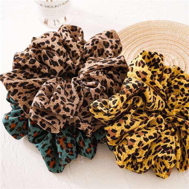 New Design Leopard Dot Print 15CM Oversized Elastic Hair Ties Bands Hair Accessories Large XL Polyester Scrunchies for Women