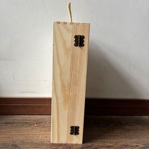 Boîte à vin en bois personnalisée pour 2 bouteilles avec poignée, ouverture latérale, en bois de pin, emballage cadeau pour vin rouge - Product Image 3