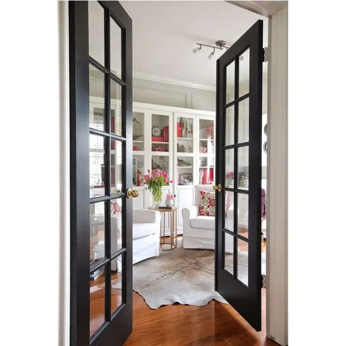 Aluminum Exterior Double Glass French Entry Door Swing Casement Door