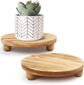 Lot de 2 supports de piédestal <span class=keywords><strong>en</strong></span> <span class=keywords><strong>bois</strong></span> pour présentation, plateau rond <span class=keywords><strong>en</strong></span> <span class=keywords><strong>bois</strong></span> pour comptoir de cuisine, support <span class=keywords><strong>en</strong></span> <span class=keywords><strong>bois</strong></span> pour pot de plantes - Product Image 2