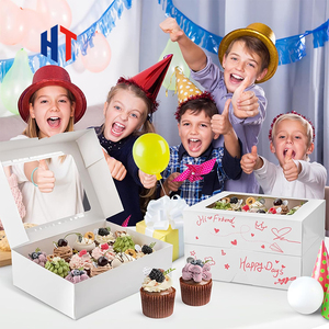 Tùy Chỉnh In Ấn Gấp Phân Hủy Sinh Học Giấy <span class=keywords><strong>Cupcake</strong></span> Hộp Cho Thực Phẩm Bánh Bánh Với Cửa Sổ Rõ Ràng - Product Image 4