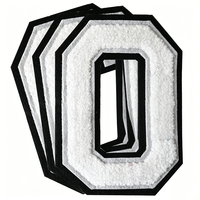 Patchs lettres en chenille style universitaire A-Z, brodés blancs thermocollants, avec contour noir en sergé, broderie effet serviette, pour casquette d'équipe