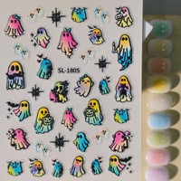 Autocollants pour ongles d'Halloween 5D en relief, imperméables, motif toile d'araignée, irisés, pour manucure DIY, vente en gros