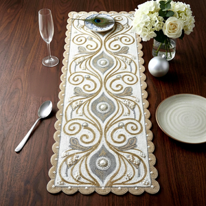 Decorative Handmade Beaded <b>Table</b> <b>Runner</b> for <b>Dining</b> Room Wedding Ceremony Birthday Party and Festive Decoration - Product Image 1