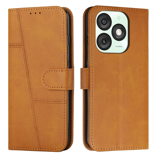 Retro Line Cow PU Wallet Leather Case for Itel A50 A50C P65 4G A80 4G RS4 P55 Plus 5G A70 S23 A60 Card Slot Flip Phone Cover