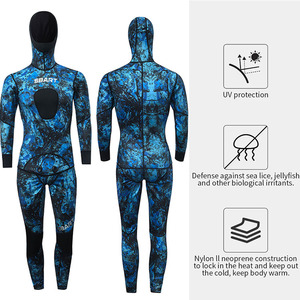 Sbart <span class=keywords><strong>Combinaison</strong></span> de <span class=keywords><strong>triathlon</strong></span> en néoprène 5mm pour <span class=keywords><strong>homme</strong></span>, <span class=keywords><strong>combinaison</strong></span> de plongée en apnée de surf de style ouvert pour la chasse sous-marine, capuche imperméable, grande taille imprimée - Product Image 2