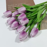 Bouquet de fleurs artificielles en PU au toucher réel, tulipes roses et blanches, fausses tulipes pour la décoration de la maison, de la table de mariage, du vase