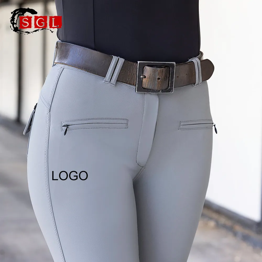 SGL pantaloni da equitazione in silicone personalizzati pantaloni da equitazione da donna pantaloni da jogging pantaloni da sella completi Jodphurs pantaloni da equitazione con tasca