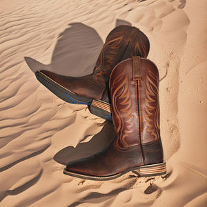 Venta al por mayor botas de vaquero Dropshipping cuero genuino punta cuadrada Vintage estilo occidental Botines altos para hombres zapatos del desierto - Product Image 4