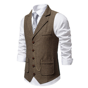 <span class=keywords><strong>Chaleco</strong></span> de traje profesional de moda con <span class=keywords><strong>cuello</strong></span> en <span class=keywords><strong>V</strong></span> de un solo pecho de poliéster/algodón de verano <span class=keywords><strong>para</strong></span> <span class=keywords><strong>hombre</strong></span> - Product Image 4