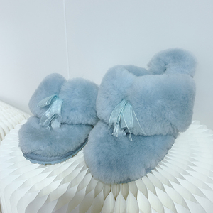 Personalizzato Soft Cinghia di Vibrazione Flop Shearling Pelliccia Pantofole Fuzzy Fluffy Open Toe <span class=keywords><strong>Casa</strong></span> Fluffy Furry Pantofole di pelle di Pecora per Le Donne - Product Image 6
