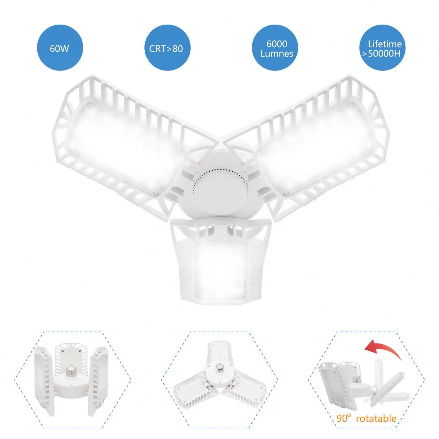 3 Ultra Bright LED High Bay Light Modules Offer 6000 LM Super Bright Workshop LED Garage Lights High Bay Light