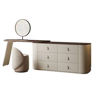 Solid Wood Lacquered Dressing <b>Table</b> With Lighted Mirror Storage Cabinet For Bedroom <b>Makeup</b> Vanities - Product Image 5