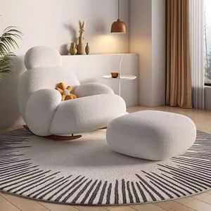 Nordic-Style Comfortable <b>Rocking</b> Chaise Lounge for Home Use in Living Room Balcony Bedroom-Double or Single Use - Product Image 1
