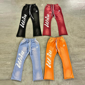 Alta qualità personalizzata cotone 100% francese spugna con coulisse Vintage invecchiato serigrafia pietra acido lavato <span class=keywords><strong>pantaloni</strong></span> della <span class=keywords><strong>tuta</strong></span> da uomo - Product Image 1