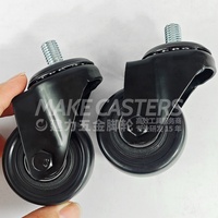 Roulettes en PP noires à usage moyen, roues à vis M10 pivotantes avec frein, roulettes de blocage 1,5 po, 2 po, 2,5 po, 3 po, 4 po, 5 po pour chariot d'usine industrielle