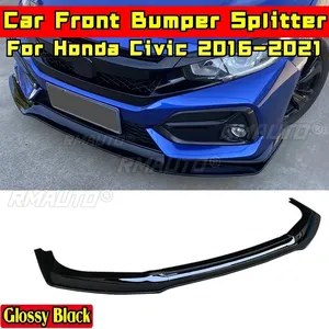 ลิ้นกันชนหน้าสีดำเงา ชุดแต่งสปลิตเตอร์กันชนหน้า สำหรับ Honda Civic SI Hatchback ปี 2016-2021 อุปกรณ์ตกแต่งรถยนต์ - Product Image 1
