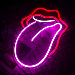 Letrero de Neón de Labios, Acrílico, Rojo Llama, Forma de Lengua Grande, Letreros de Neón para Decoración de Paredes, Luz de Neón Rojo-Rosa, Luz LED para Dormitorio - Product Image 3