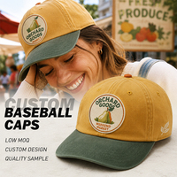 Gorra de Béisbol Personalizada, Estilo Vintage, de Algodón Lavado, MOQ Bajo, Venta al Por Mayor, Dos Tonos, con Parche Bordado y Logotipo Personalizado
