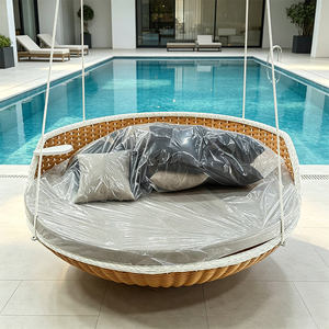 <span class=keywords><strong>Lit</strong></span> suspendu d'extérieur moderne, canapé balançoire pour adulte, mobilier de jardin, <span class=keywords><strong>lit</strong></span> suspendu rond en rotin et corde pour véranda - Product Image 2