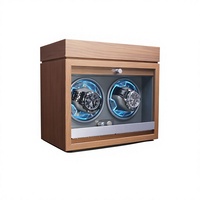 Remontoir de montre en bois de noyer avec plateau à bijoux intégré et fonction de sécurité anti-chute pour bagues et bracelets, boîte de rangement à 2 emplacements