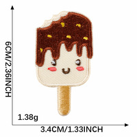 Patch brodé thermocollant à thème alimentaire en sergé, motif crème glacée, cupcake, beignet, biscuits, chocolat, gâteau, bonbons - Grande Vente