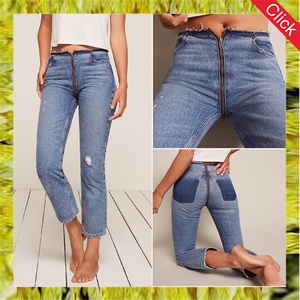 กางเกงยีนส์แฟชั่นผู้หญิงแบบซิปขายส่ง กางเกงยีนส์ขาดรุ่ยทรงสกินนี่สำหรับผู้หญิง ผู้ผลิตจากจีน - Product Image 3
