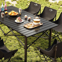 Table et chaises pliantes en acier carbone pour l'extérieur, table à manger portable Egg Roll, ensemble complet pour le camping, mobilier d'extérieur