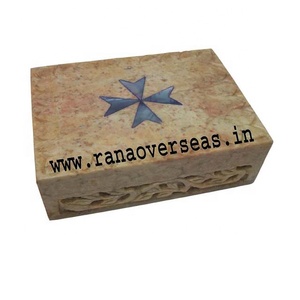 Handmade Soapstone Carved Love Style <b>Decorative</b> Trinket Storage <b>Box</b> <b>with</b> Leaf Pattern on <b>Lid</b> for Women Jewels Organizer - Product Image 1