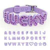 Breloques en silicone lumineuses ajustables avec 26 lettres et strass pour colliers de chien et de chat - Fermeture à double anneau en D - Personnalisation DIY du nom de votre animal