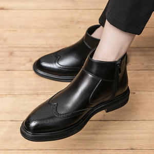 Botas para Hombre, Botas de Invierno para Hombre, de Cuero Genuino, con Forro de Lana Térmica, Botas de Algodón con Suela Gruesa, Botas de Piel de Vacuno de Primera Capa - Product Image 2