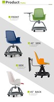 Chaise de formation scolaire moderne et bureau pliant avec roulettes en plastique PP pour usage domestique, bureau et commercial