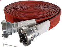 Tuyau d'incendie en caoutchouc Nitrile Layflat Dia1.5 "20M W.P.20BAR rouge en aluminium noir enduit Machino couplage anneau en