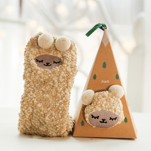 <strong>Cute</strong> Animal Design Deer Christmas <strong>Socks</strong> Women 3D <strong>Fluffy</strong> Coral Velvet Thick Warm Winter <strong>Socks</strong> With Box - Product Image 2