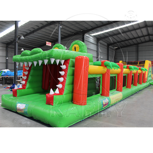 Patio de recreo al aire libre comercial PVC selva cocodrilo 59 pies carrera de obstáculos inflable gigante para adultos niños con Pared de escalada - Product Image 1