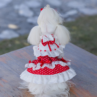 Robe de princesse classique respirante pour chien, en tulle à volants, avec nœud, vêtement mignon pour animal de compagnie, costume élégant pour chiot, en polyester à pois