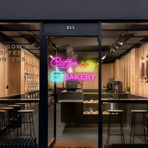 Enseigne au néon <span class=keywords><strong>Café</strong></span> & Pâtisserie, néon Latte Art, enseignes au néon pour bar, décoration murale, LED pour cafés, cuisines et bars à petit-déjeuner - Product Image 4