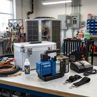 Pompe à vide rotative à double étage sans fil 18V, batterie au lithium, pompe portable pour la réparation de climatiseurs