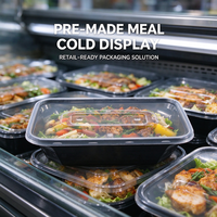 Boîte à emporter jetable en PP avec couvercle transparent à trous d'aération, anti-fuite, type bento, pour l'emballage de plats préparés en supermarché