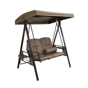 Outdoor 3-persoons Patio Schommelbank Met Verstelbare Kanteloverkapping Duurzame Stalen Metalen Frame Kussens En Kussen - Product Image 5