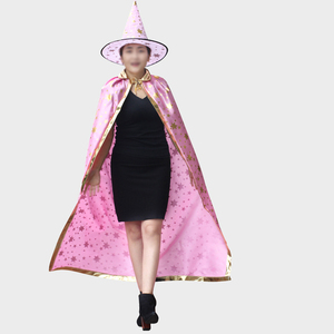 CM219 Adult Wizard Halloween Party Costume Glitter Star <strong>Witch</strong> <strong>Hat</strong> Cape Cloak for Adult Cosplay Party - Product Image 2