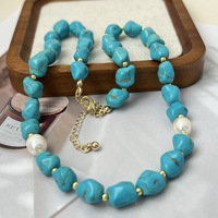 Collier pendentif vintage en cuivre turquoise en forme de boule avec diamant, nouvelle chaîne créative pour femme
