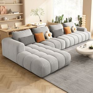 ชุดโซฟาโมดูลาร์ทันสมัยคุณภาพสูงยอดนิยม ผ้ากำมะหยี่สีครีม เฟอร์นิเจอร์ห้องนั่งเล่นสไตล์วิลล่า - Product Image 5