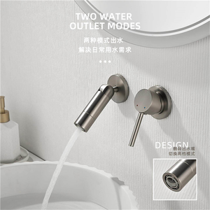 Jestar Minimalist Brushed Nickel All Copper Wall Mounted Basin Faucet Single Handle Hot Cold Water Universal Folding - Product Image 4
