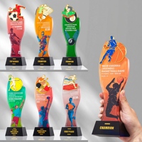 Ensemble de trophées sportifs en cristal K9 personnalisables, basket-ball, tennis, volley-ball, prix de compétition en verre gravé en 3D